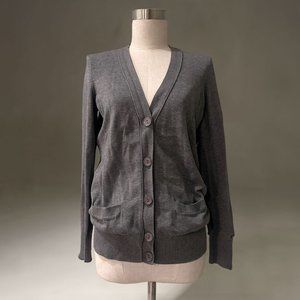 Tommy Hilfiger Women's Gray Button Up Knit Sweater 100% Cotton Cardigan Size S